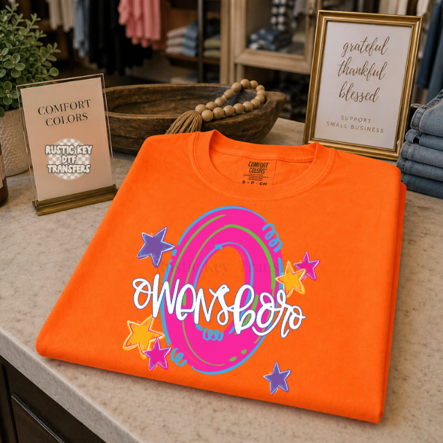 Neon Hype Owensboro DTF Transfer, Ready to Press