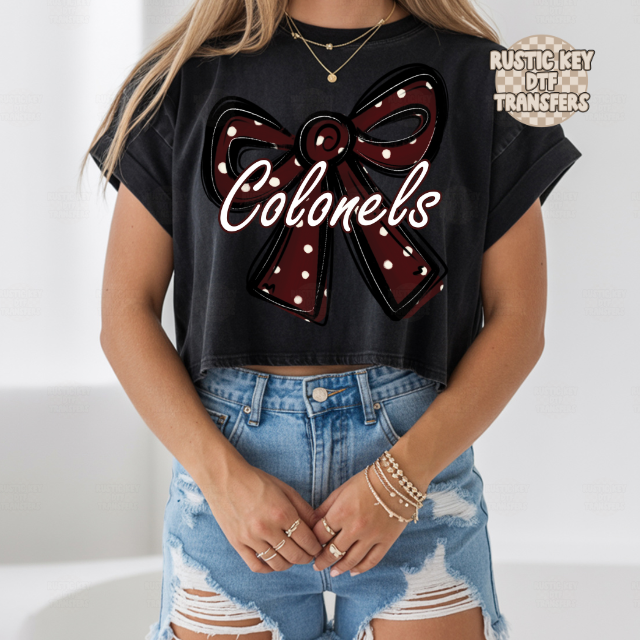 Colonels Polka dot bow DTF Transfer, Ready to Press