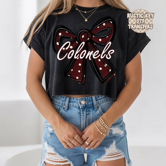 Colonels Polka dot bow DTF Transfer, Ready to Press