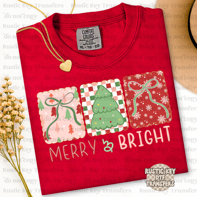 Merry & Bright DTF Transfer, Ready to Press
