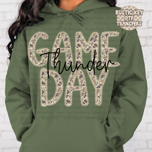 Thunder camo lace mascot DTF TRANSFER