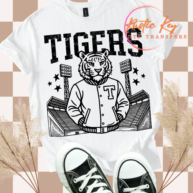 Tigers Letterman mascot DTF TRANSFER