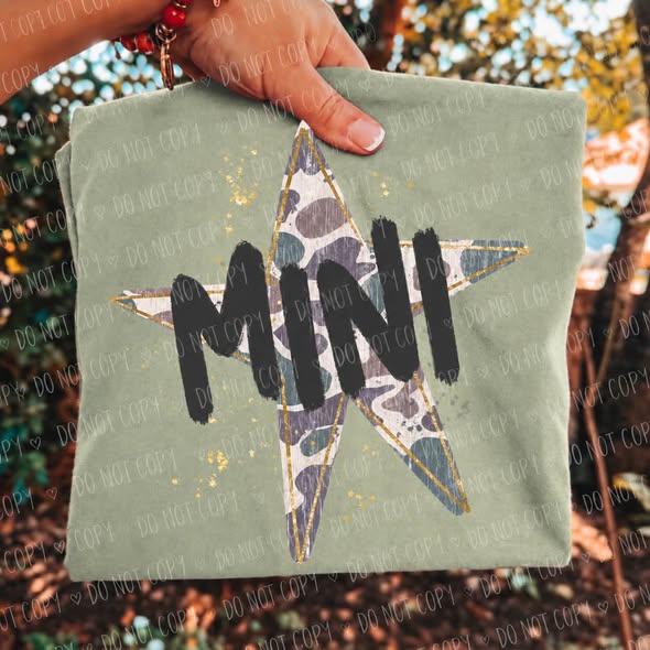 Mini camo star DTF Transfer, Ready to Press Rustic Key Transfers
