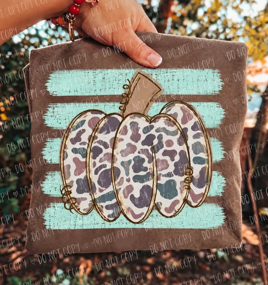 Floral striped pumpkin DTF Transfer, Ready to Press Rustic Key Transfers