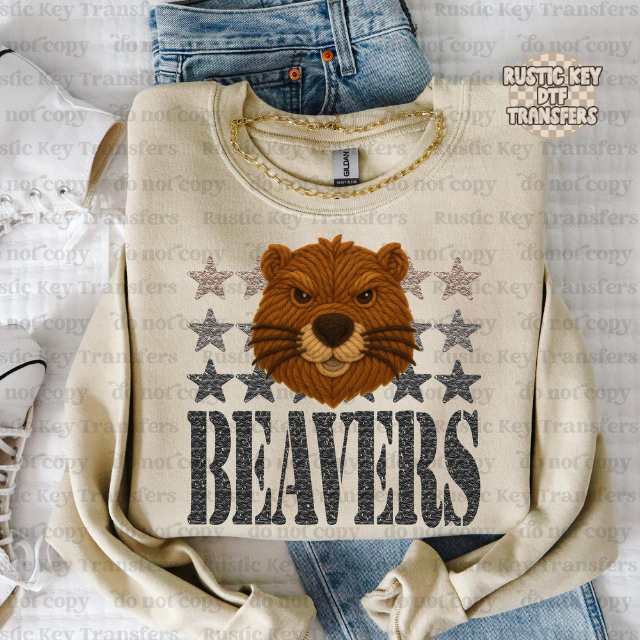 Beavers yarn mascot DTF Transfer, Ready to Press