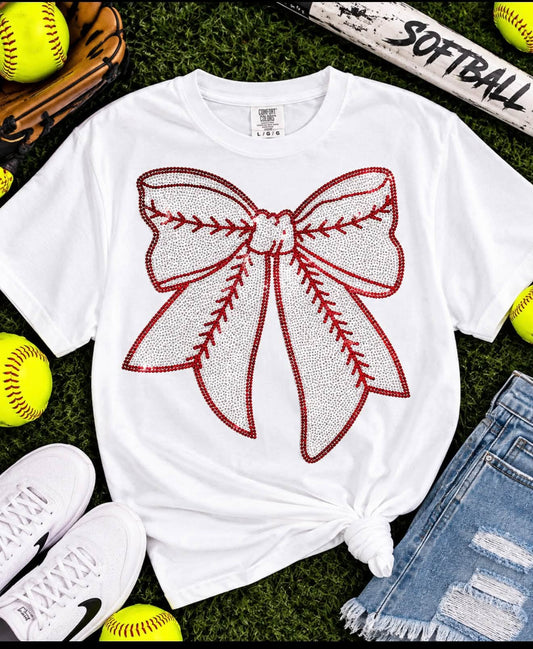Baseball bow chenille patch Rustic Key Transfers