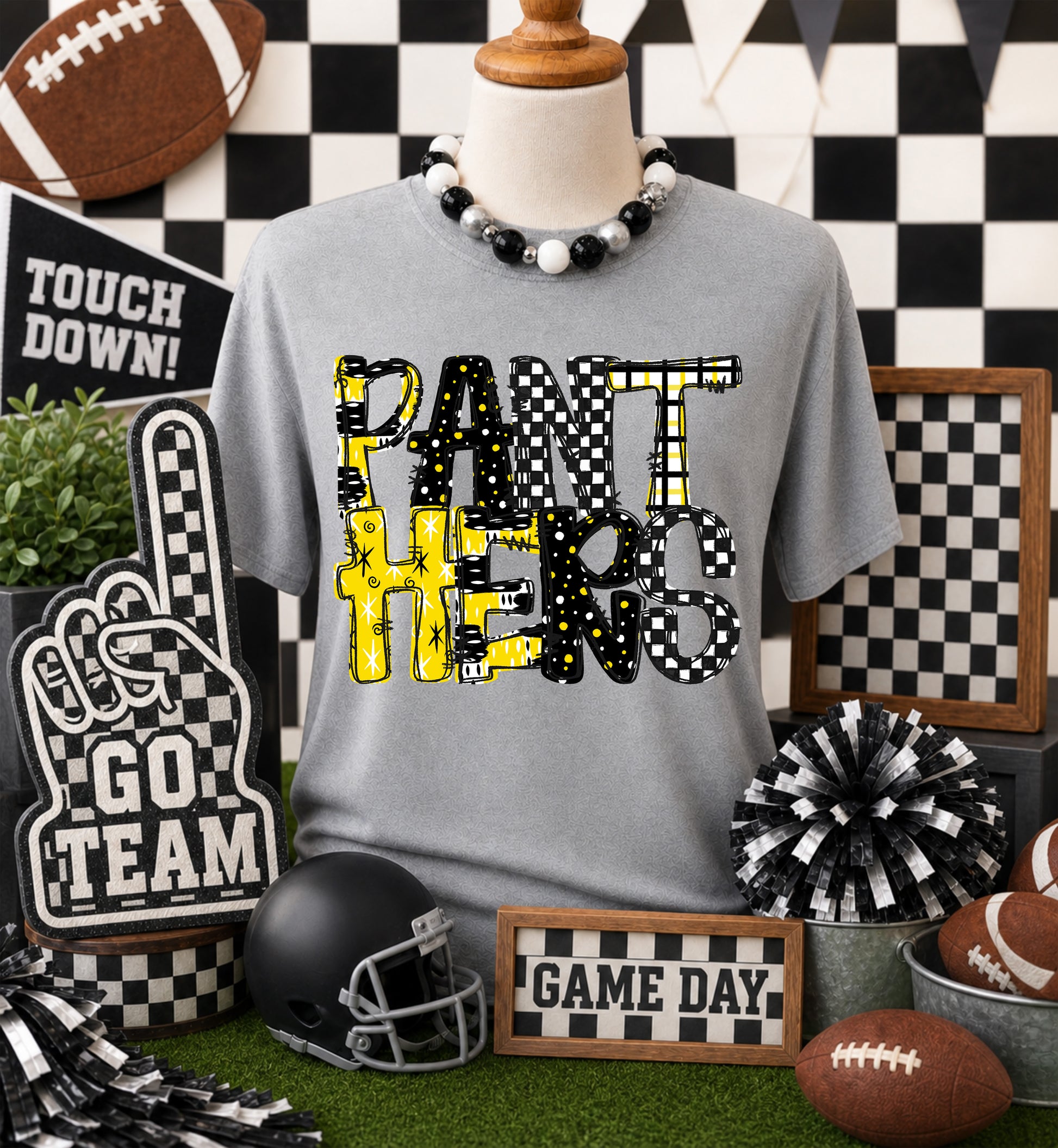 Game day yellow mascots DTF Transfer, Ready to Press Rustic Key Transfers