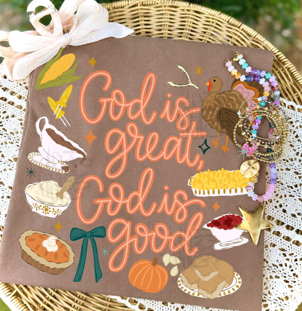 God is great, God is good DTF Transfer, Ready to Press Rustic Key Transfers