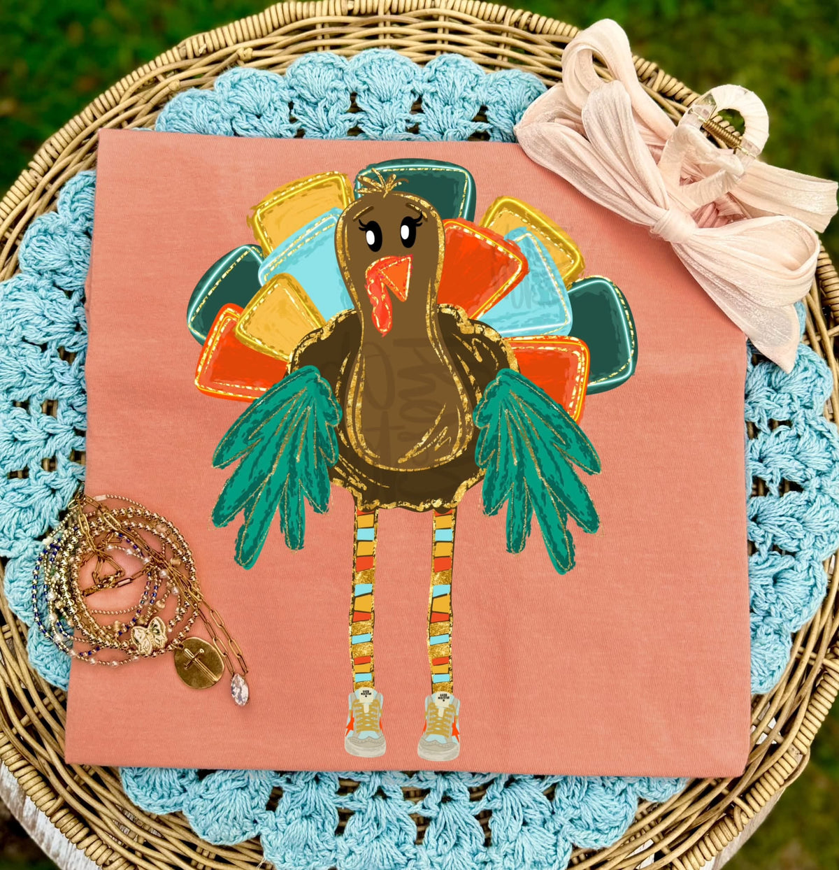 Long legged turkey DTF Transfer, Ready to Press Rustic Key Transfers