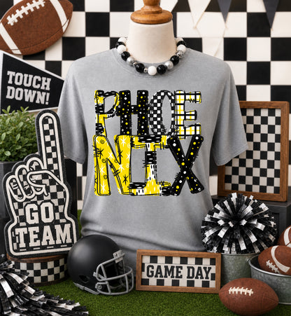 Game day yellow mascots DTF Transfer, Ready to Press Rustic Key Transfers
