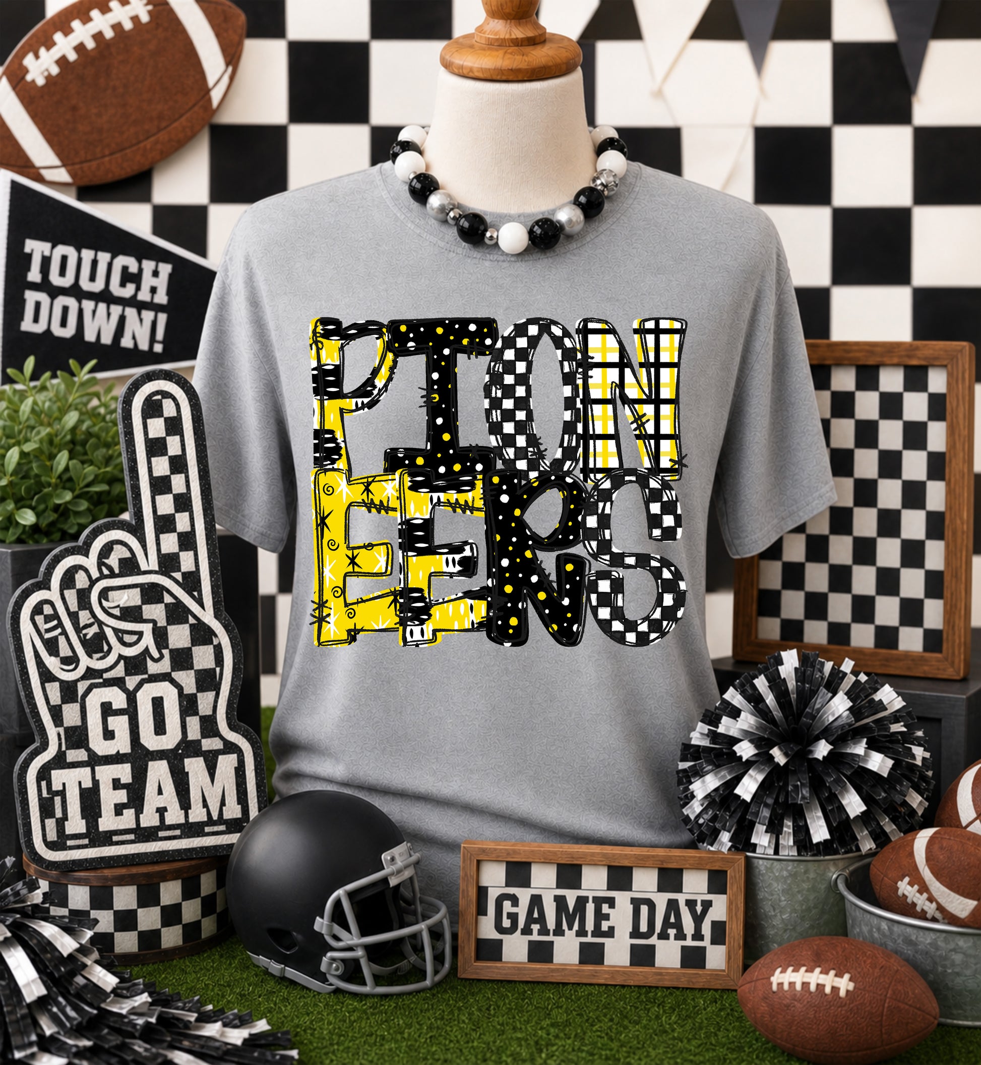 Game day yellow mascots DTF Transfer, Ready to Press Rustic Key Transfers