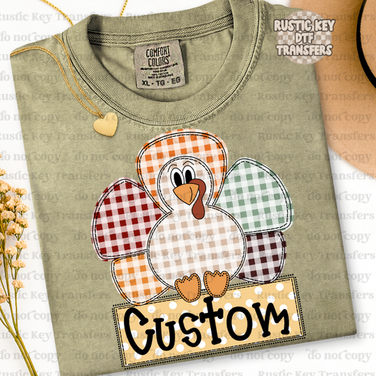 Custom turkey name plate DTF Transfer - Ready To Press