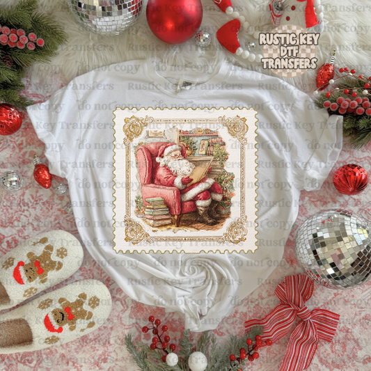 Santa stamp DTF Transfer, Ready to Press