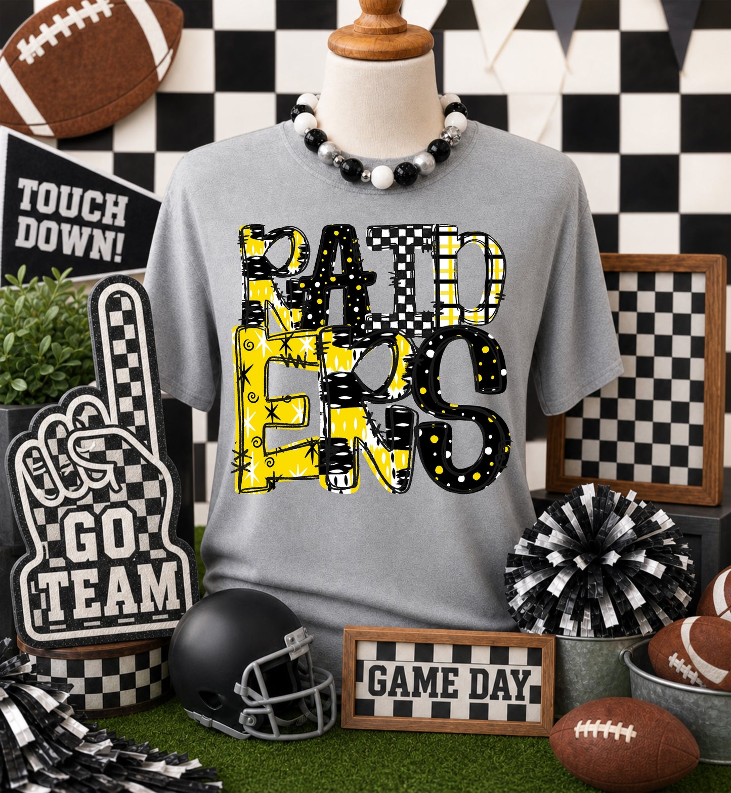 Game day yellow mascots DTF Transfer, Ready to Press Rustic Key Transfers