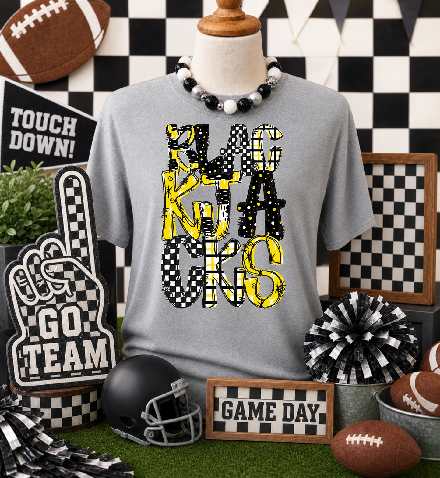 Game day yellow mascots DTF Transfer, Ready to Press Rustic Key Transfers