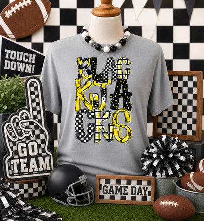 Game day yellow mascots DTF Transfer, Ready to Press Rustic Key Transfers