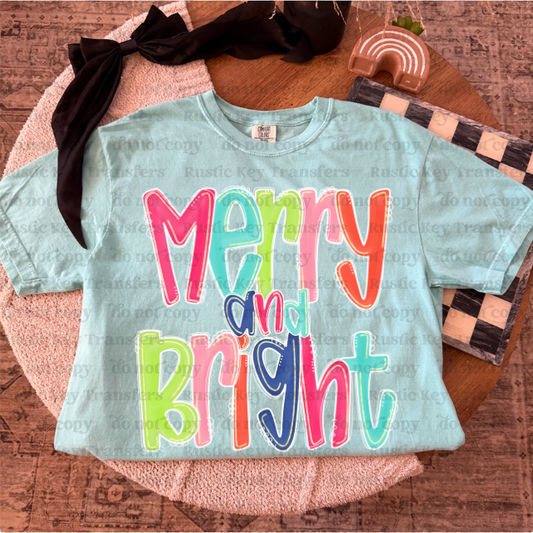 Merry & Bright DTF Transfer, Ready to Press