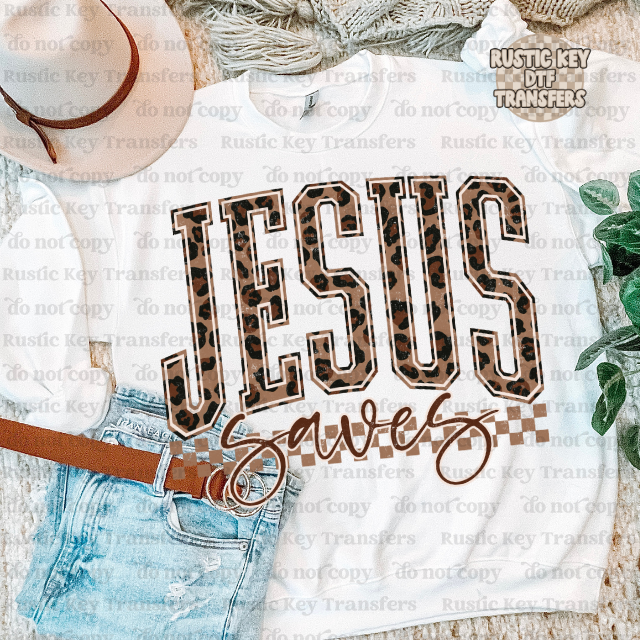 Jesus Saves DTF Transfer, Ready to Press