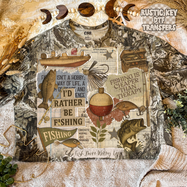 Fishing Scrapbook DTF Transfer, Ready to Press
