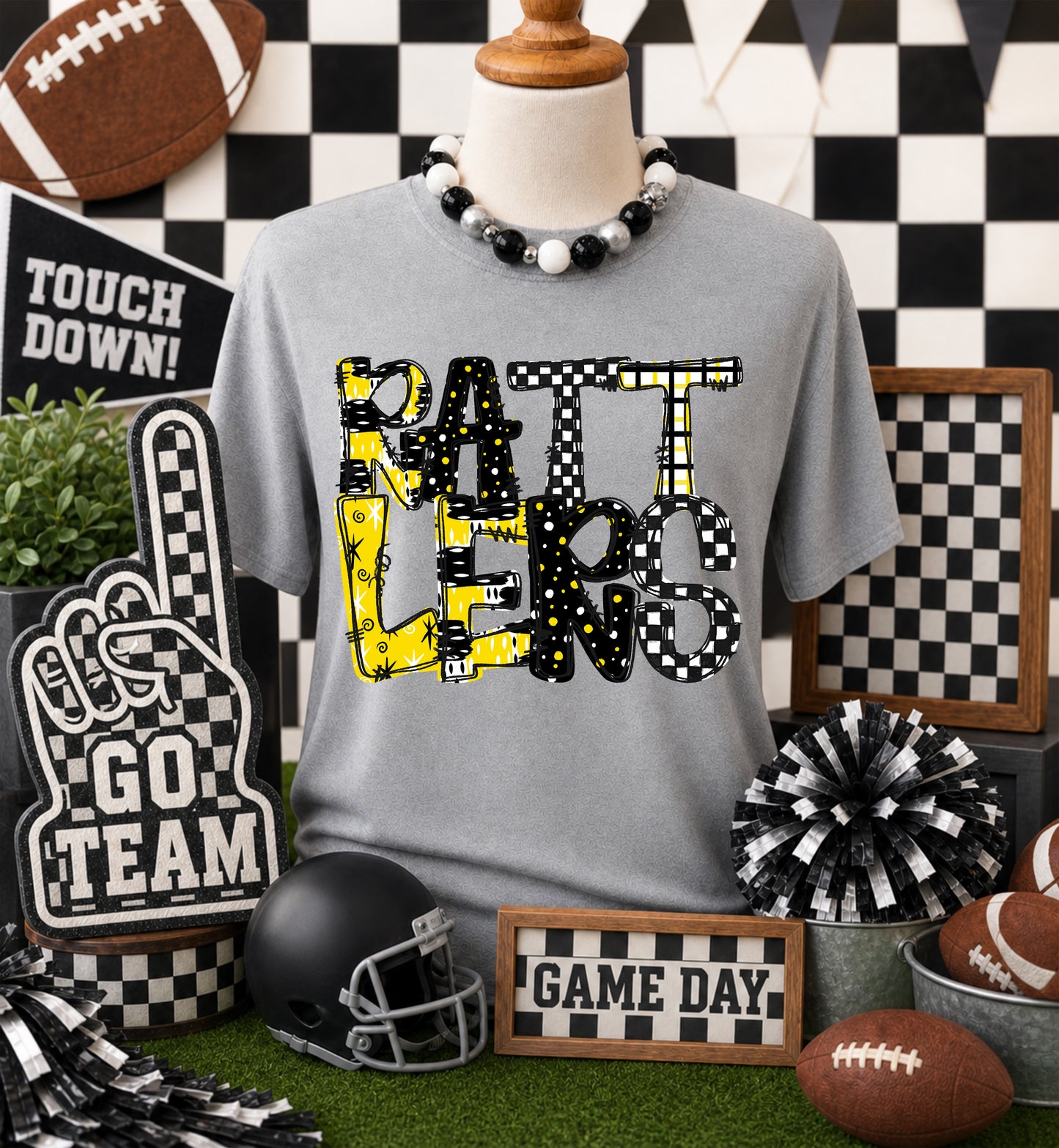 Game day yellow mascots DTF Transfer, Ready to Press Rustic Key Transfers