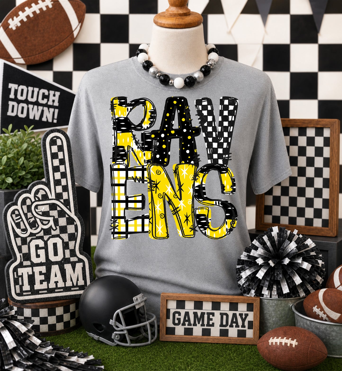 Game day yellow mascots DTF Transfer, Ready to Press Rustic Key Transfers