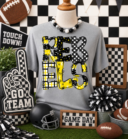 Game day yellow mascots DTF Transfer, Ready to Press Rustic Key Transfers
