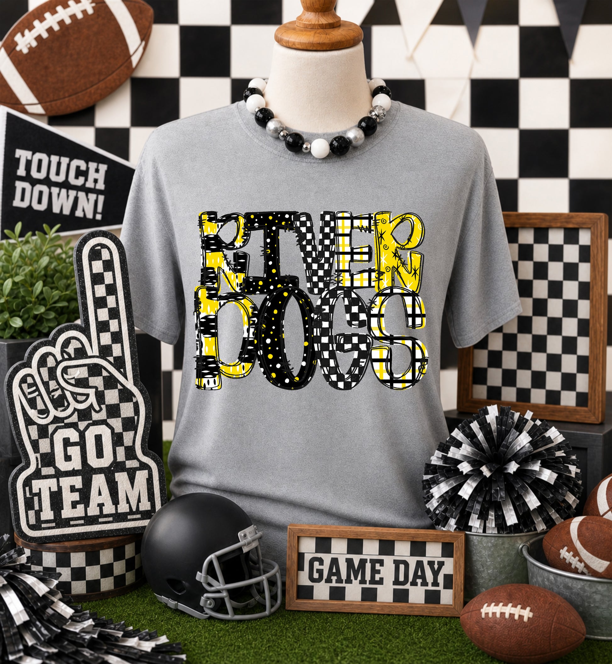 Game day yellow mascots DTF Transfer, Ready to Press Rustic Key Transfers