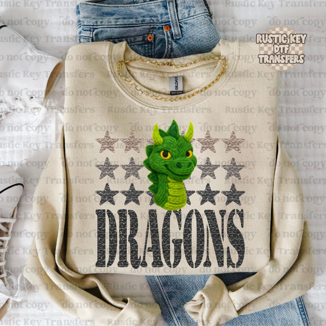 Dragons yarn mascot DTF Transfer, Ready to Press