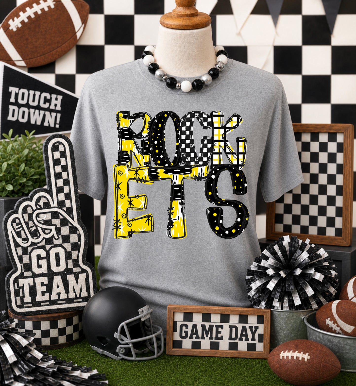 Game day yellow mascots DTF Transfer, Ready to Press Rustic Key Transfers