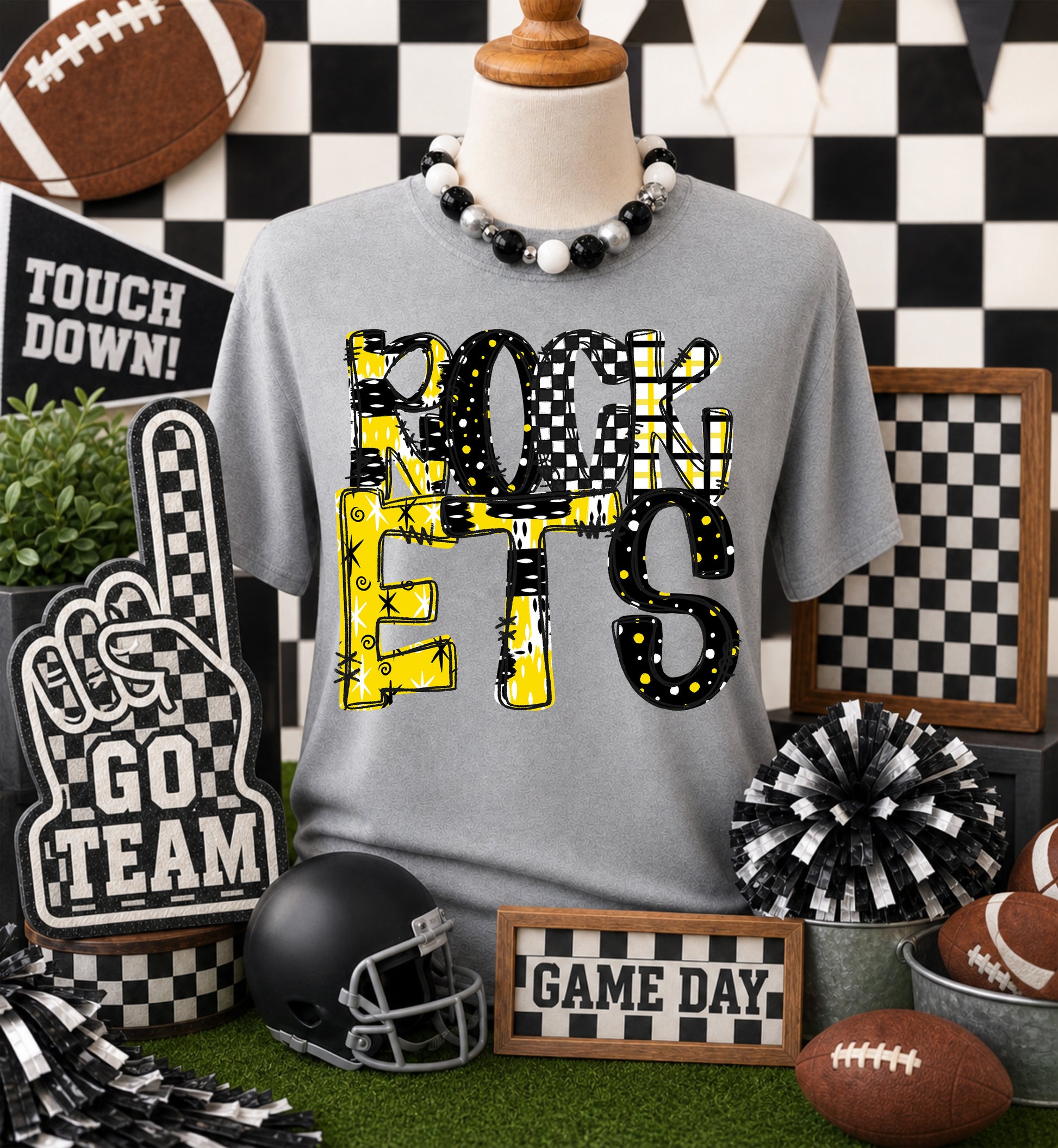 Game day yellow mascots DTF Transfer, Ready to Press Rustic Key Transfers
