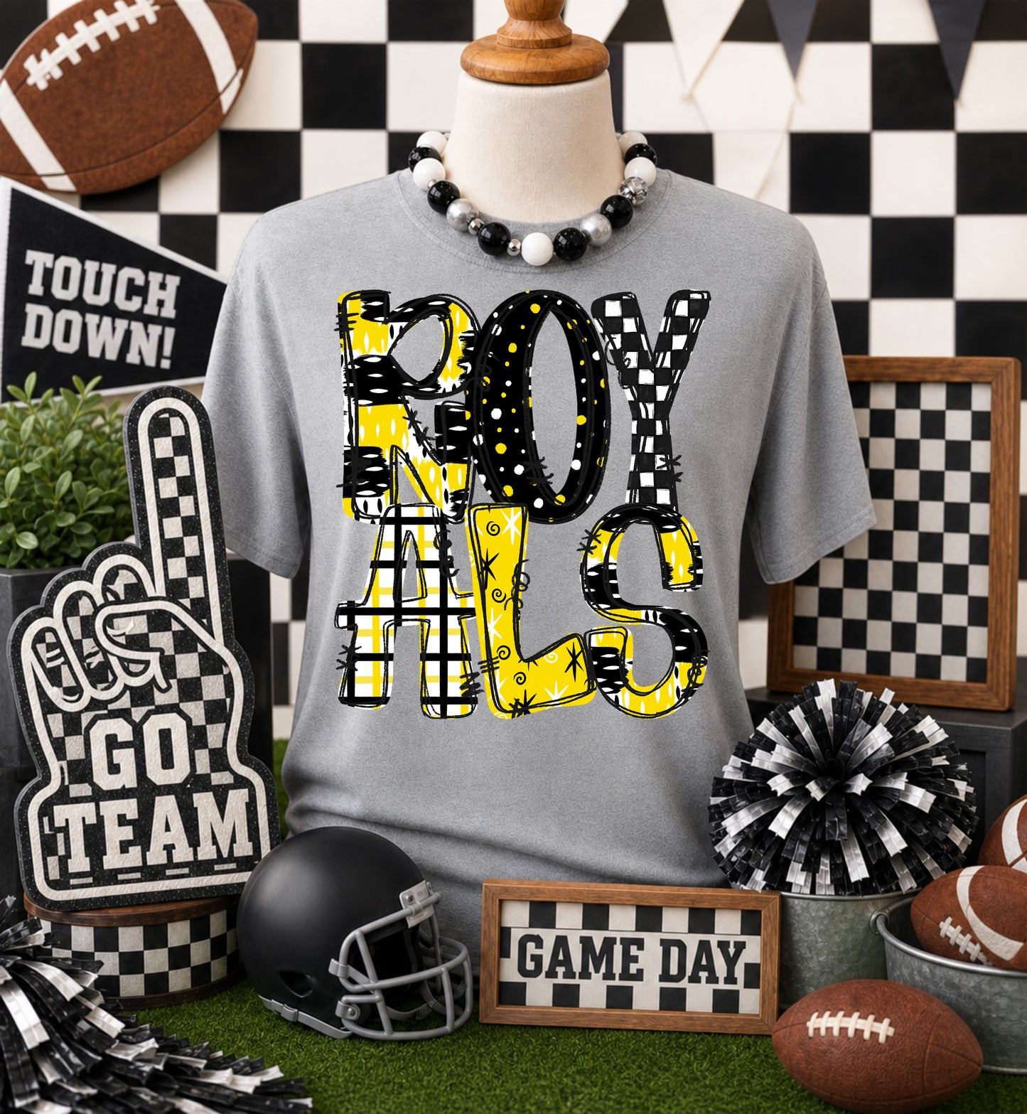 Game day yellow mascots DTF Transfer, Ready to Press Rustic Key Transfers
