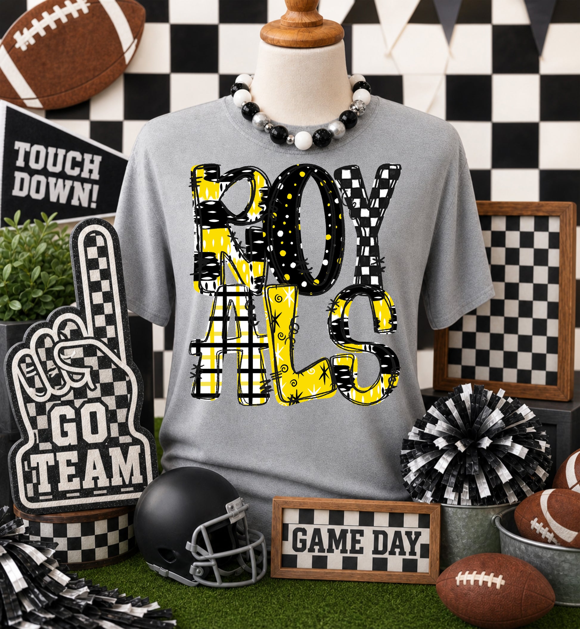 Game day yellow mascots DTF Transfer, Ready to Press Rustic Key Transfers