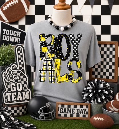 Game day yellow mascots DTF Transfer, Ready to Press Rustic Key Transfers