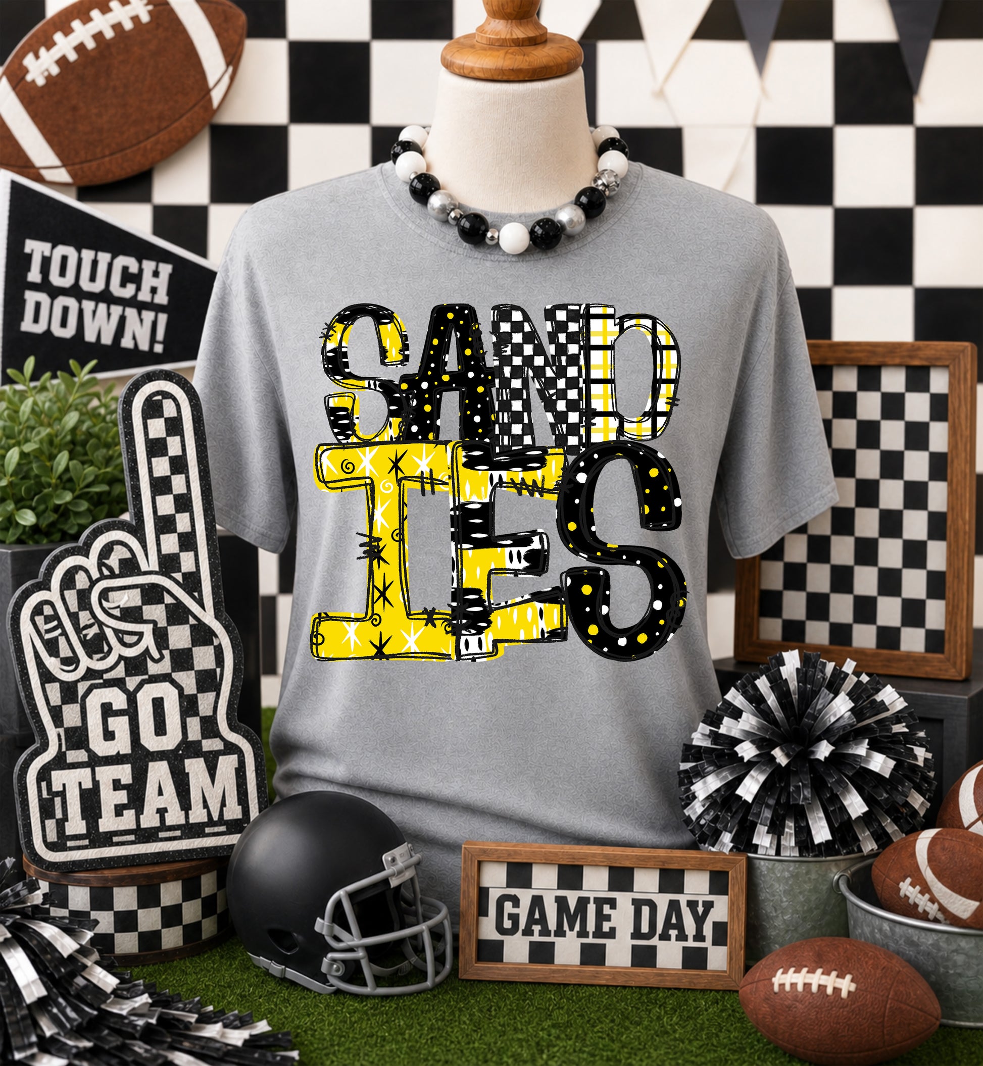 Game day yellow mascots DTF Transfer, Ready to Press Rustic Key Transfers