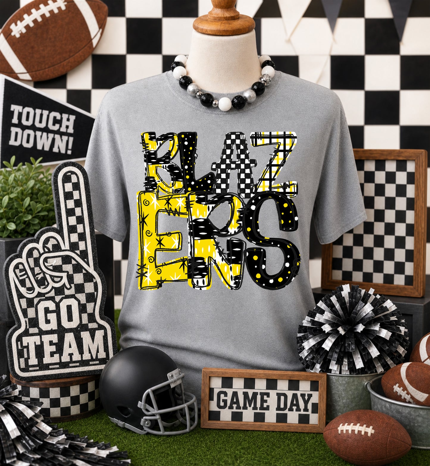 Game day yellow mascots DTF Transfer, Ready to Press Rustic Key Transfers