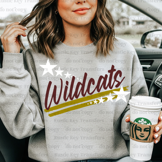 Wildcats Spirit stars mascot DTF Transfer, Ready to Press