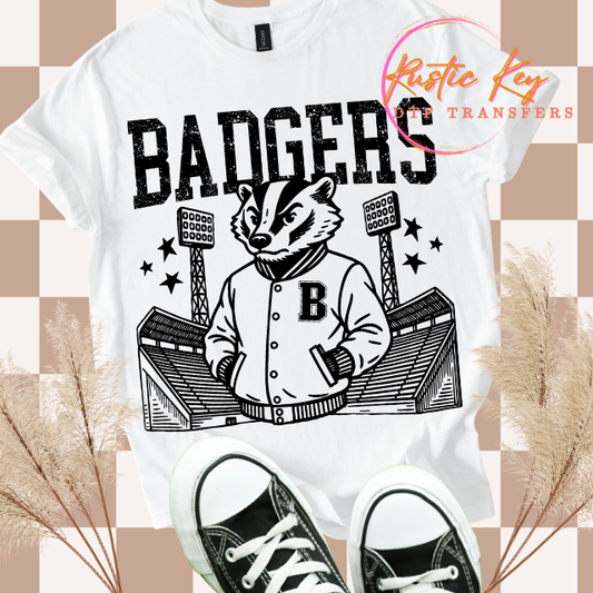 Badgers Letterman mascot DTF TRANSFER