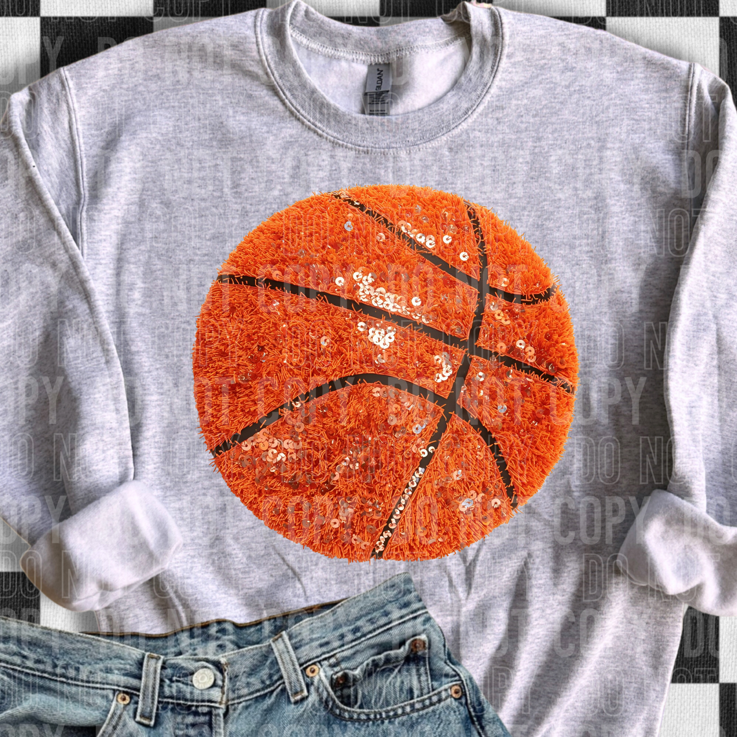 Basketball faux sequin DTF Transfer, Ready to Press