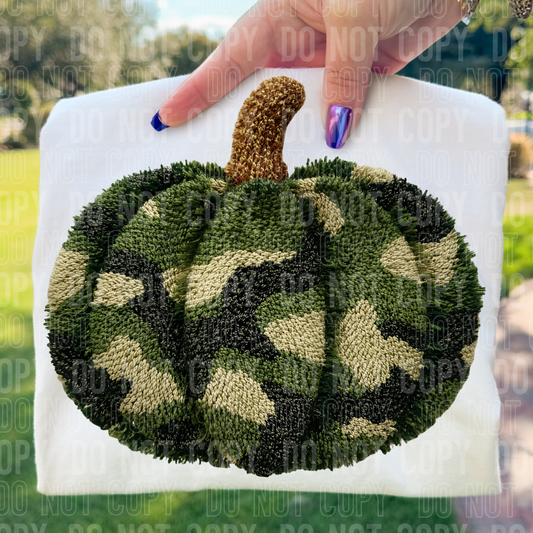 Camo Pumpkin Faux DTF Transfer, Ready to Press