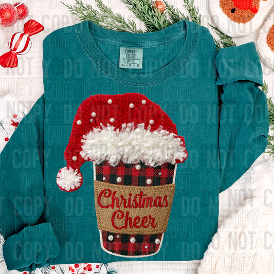 Christmas cheer faux yarn DTF Transfer, Ready to Press