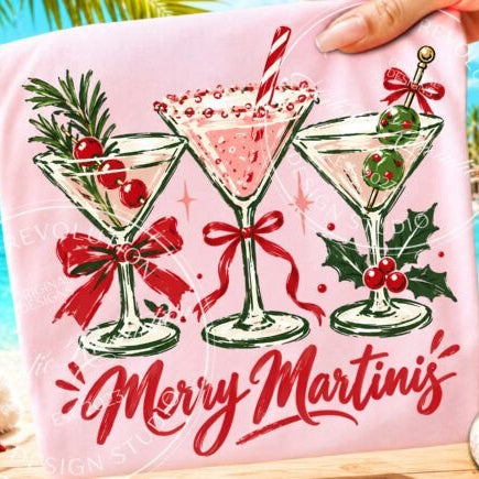 Merry Martinis DTF Transfer, Ready to Press Rustic Key Transfers