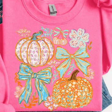 Coquettr floral pumpkin DTF Transfer, Ready to Press Rustic Key Transfers