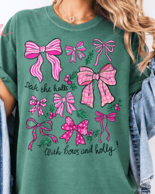 Deck the halls pink DTF Transfer, Ready to Press Rustic Key Transfers