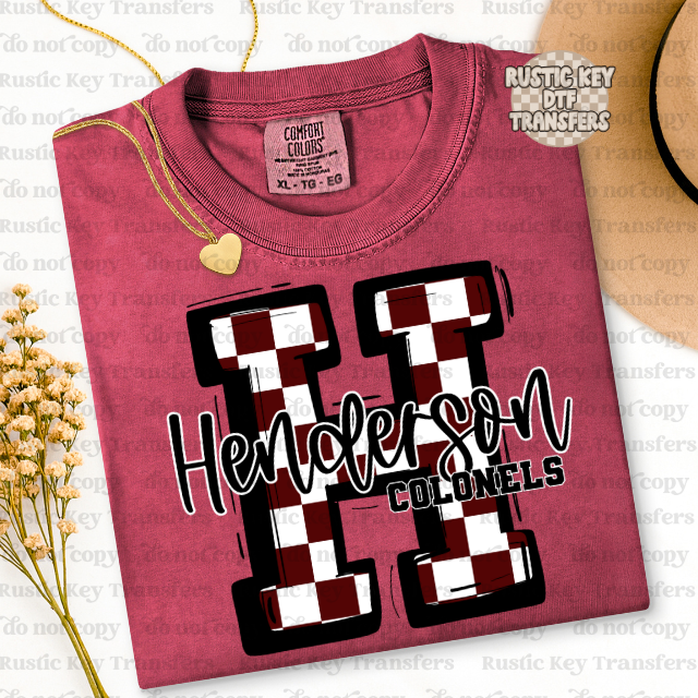 Henderson Colonels DTF Transfer, Ready to Press