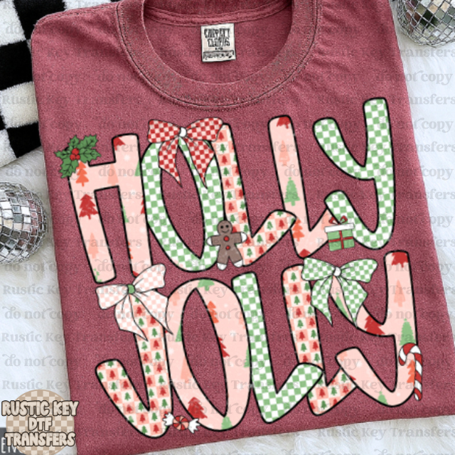 Holly Jolly DTF Transfer, Ready to Pres