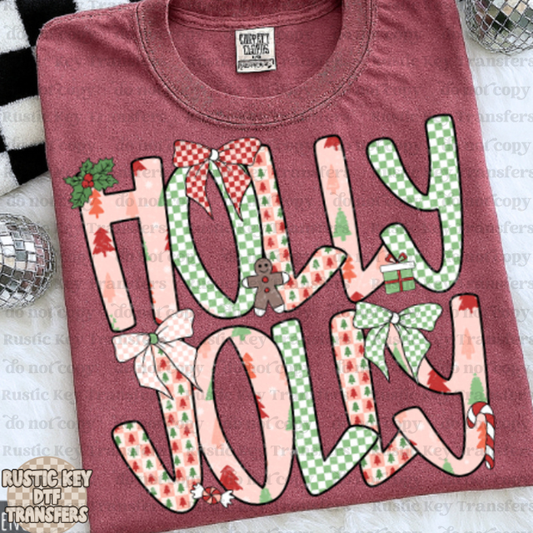 Holly Jolly DTF Transfer, Ready to Pres