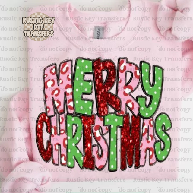 Merry Christmas DTF Transfer, Ready to Pres
