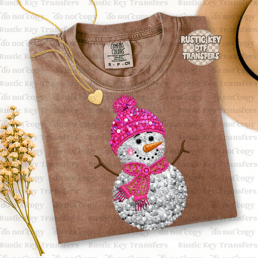 Sequin Snowman DTF Transfer, Ready to Press