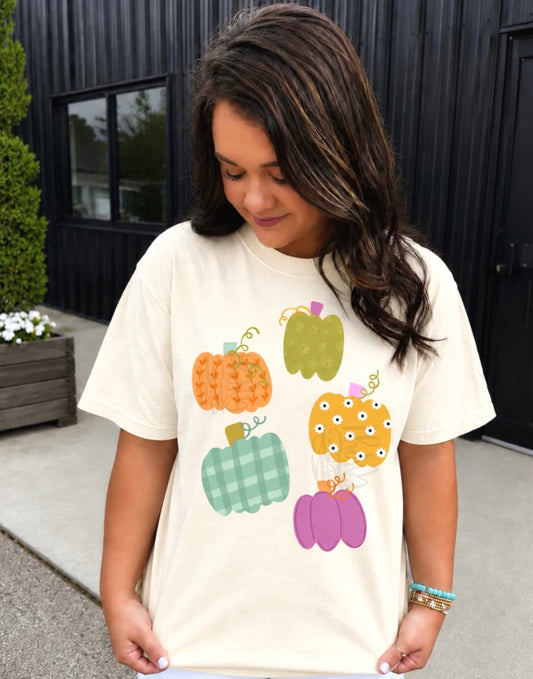 Colorful pumpkins DTF Transfer, Ready to Press Rustic Key Transfers