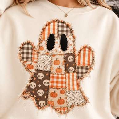 Floral patchwork halloween DTF Transfer, Ready to Press Rustic Key Transfers